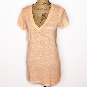 J.Crew Size Small 100% Linen V-Neck Slub Knit Tee Tunic -Space Dye